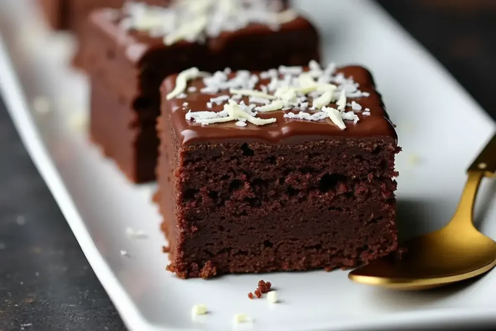 Moist and fluffy chocolate kefir sheet cake with a rich, tangy flavor, topped with a decadent vegan chocolate glaze.